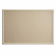 Beige leather placemat with braided cord border, 40 x 30 cm