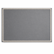 Grey leather placemat framed by a braided edge, 40 x 30 cm