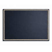 Navy leather placemat with braided cord edge, 40 x 30 cm