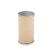 Beige woven-embossed leather brush holder