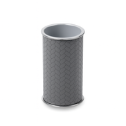 Grey leather brush holder, stainless steel body