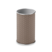 Mink leather brush holder with woven-embossed surface