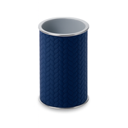 Navy woven-embossed leather brush holder