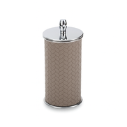Beige and mink cotton pad holders side by side, lids on
