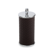 Brown and black cotton pad holders, woven-embossed leather