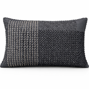 Anthracite leather cushion laced by hand in grey tones, 35 x 55 cm