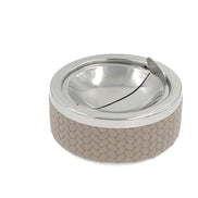 Mink leather-wrapped ashtray, lid closed