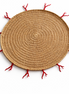Natural jute crocheted 36 cm placemat ringed with red coral details