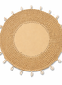 Beige 36 cm placemat with leather centre and real seashells on the rim