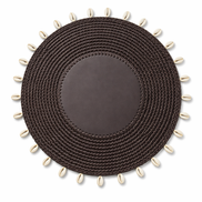Brown seashell placemat with real shells on its rim, 36 cm
