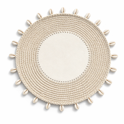 Cream seashell placemat, crocheted border with shell details, 36 cm