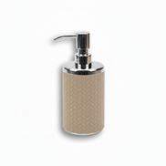 Beige woven-embossed leather soap dispenser