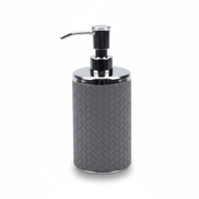 Grey woven-embossed leather soap dispenser