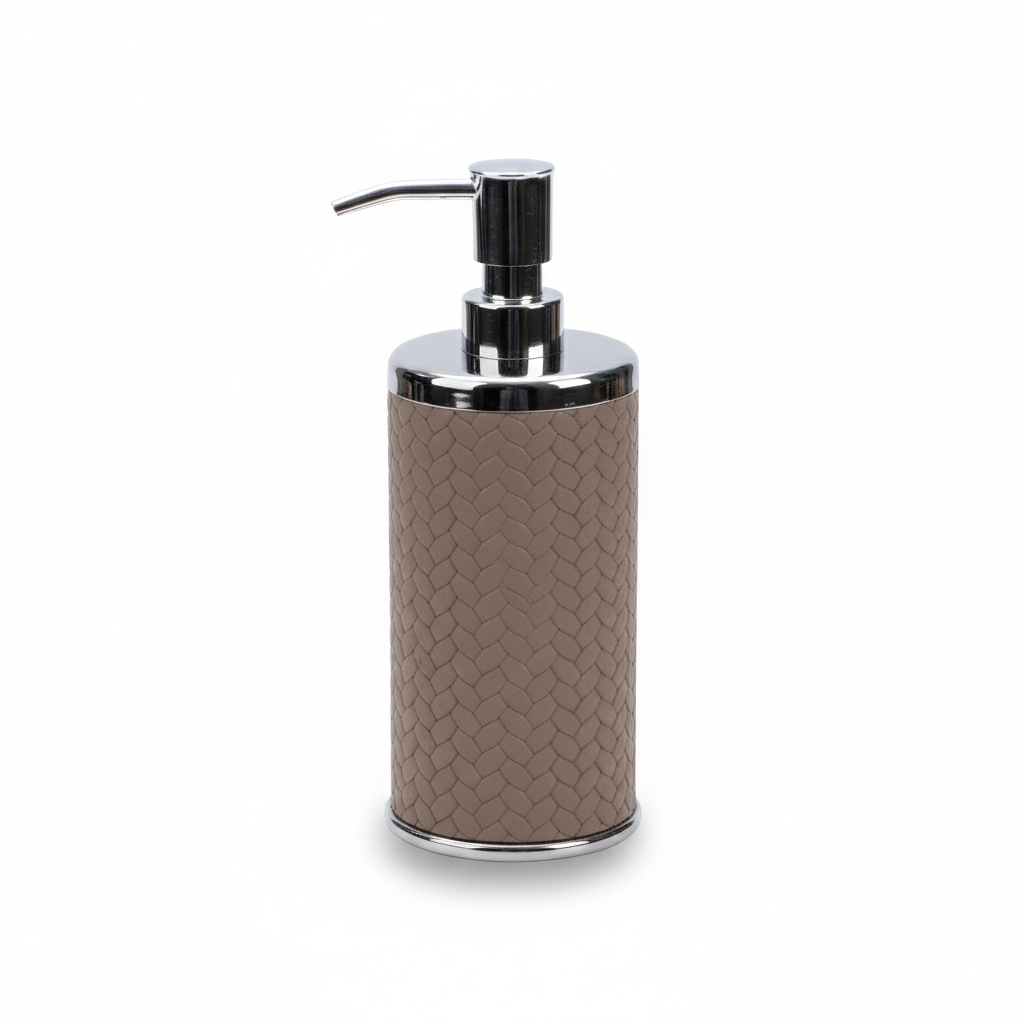 Mink leather soap dispenser, stainless steel pump