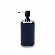 Navy leather-wrapped liquid soap dispenser