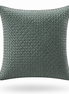 Sage green woven leather cushion, 45 x 45 cm, fine basket weave front