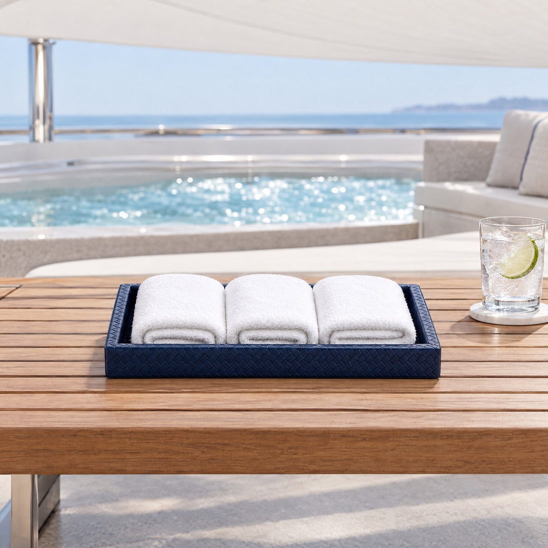 Woven Leather Mini Tray – 30 cm — midday by the sun-deck jacuzzi